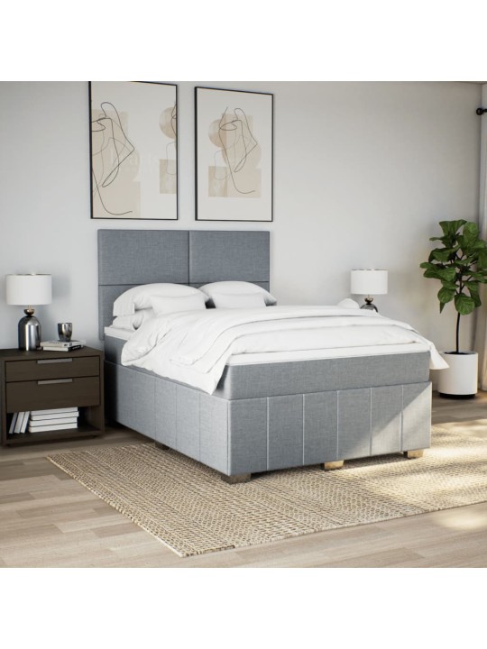 Box spring postel s matrací světle šedá 140 x 190 cm textil