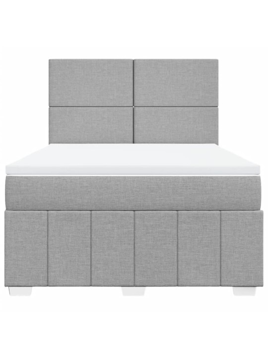 Box spring postel s matrací světle šedá 140 x 190 cm textil