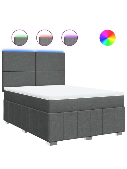 Box spring postel s matrací tmavě šedý 140 x 190 cm textil