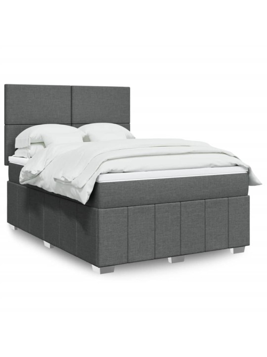 Box spring postel s matrací tmavě šedý 140 x 190 cm textil