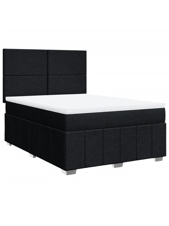 Box spring postel s matrací černá 140 x 190 cm textil