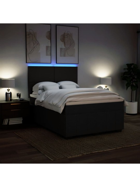 Box spring postel s matrací černá 140 x 190 cm textil