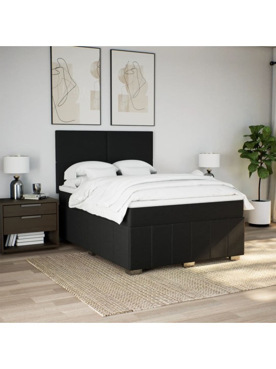 Box spring postel s matrací černá 140 x 190 cm textil