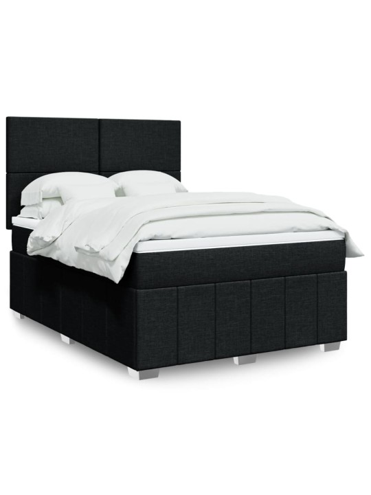Box spring postel s matrací černá 140 x 190 cm textil