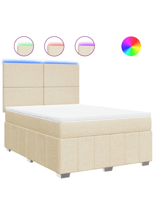 Box spring postel s matrací krémová 140x190 cm textil