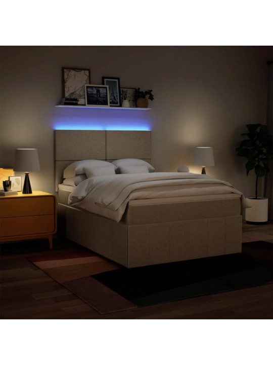 Box spring postel s matrací krémová 140x190 cm textil