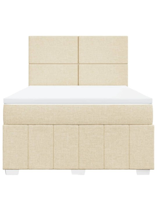 Box spring postel s matrací krémová 140x190 cm textil