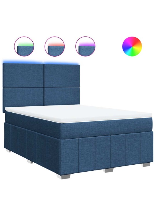 Box spring postel s matrací modrá 140x190 cm textil