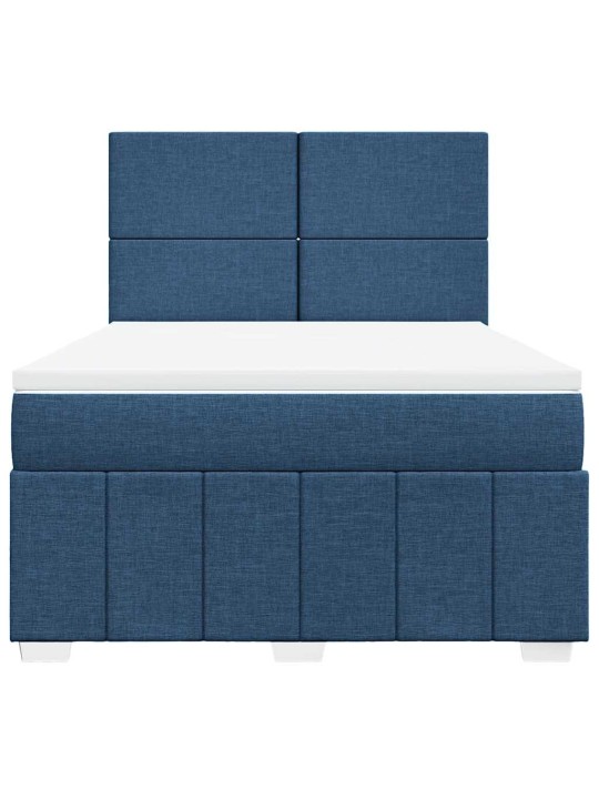 Box spring postel s matrací modrá 140x190 cm textil