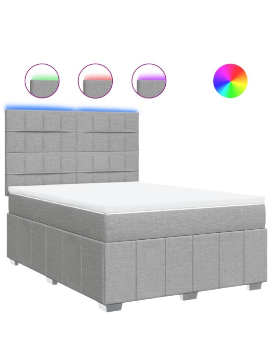 Box spring postel s matrací světle šedá 140 x 190 cm textil