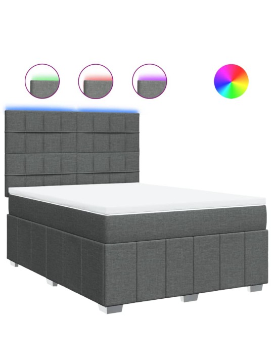 Box spring postel s matrací tmavě šedý 140 x 190 cm textil