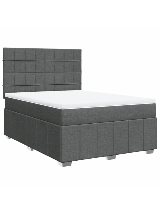 Box spring postel s matrací tmavě šedý 140 x 190 cm textil