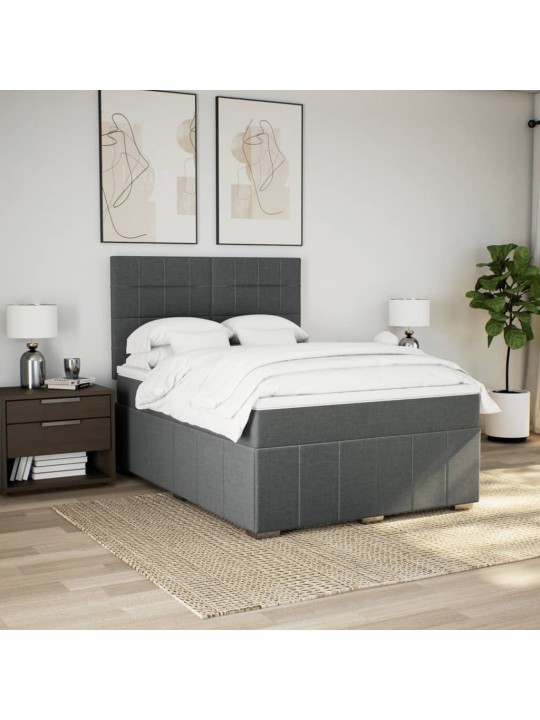 Box spring postel s matrací tmavě šedý 140 x 190 cm textil