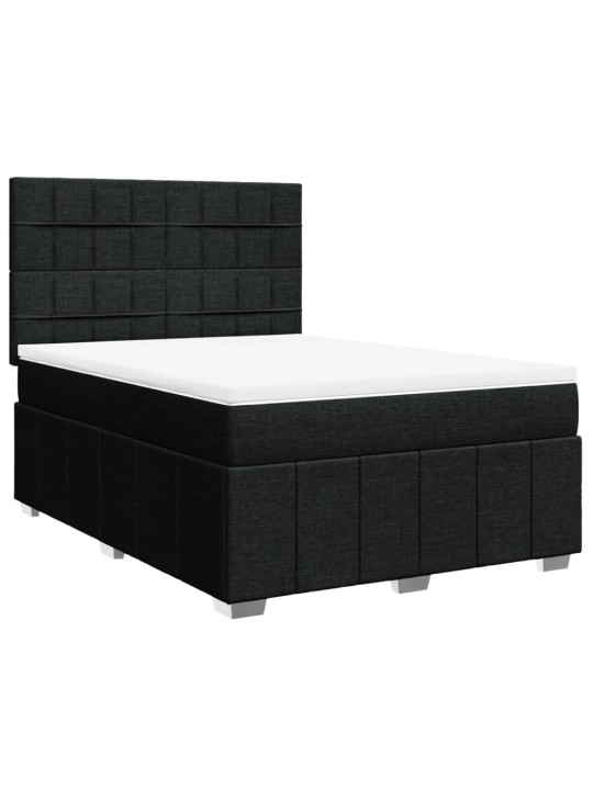 Box spring postel s matrací černá 140 x 190 cm textil