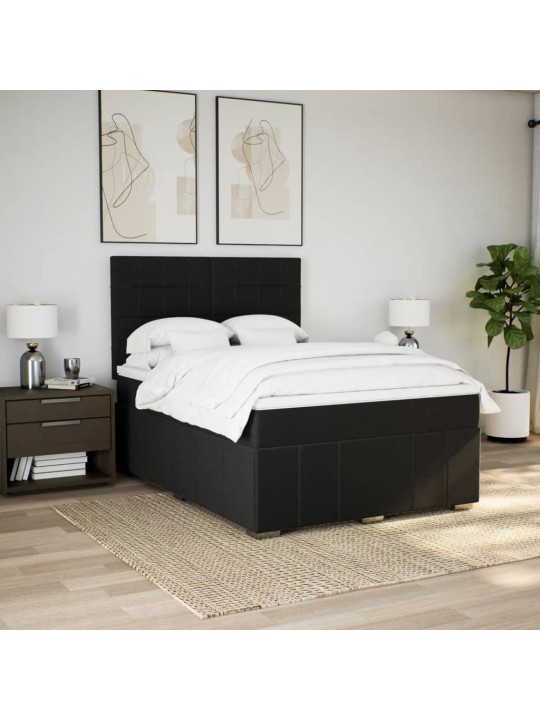 Box spring postel s matrací černá 140 x 190 cm textil