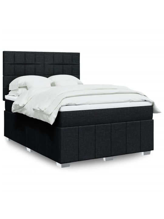 Box spring postel s matrací černá 140 x 190 cm textil