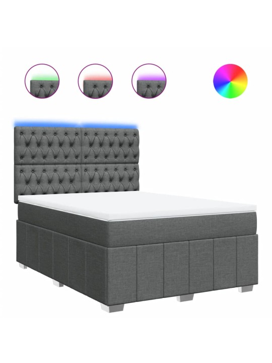 Box spring postel s matrací tmavě šedý 140 x 190 cm textil