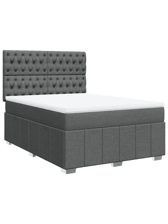 Box spring postel s matrací tmavě šedý 140 x 190 cm textil