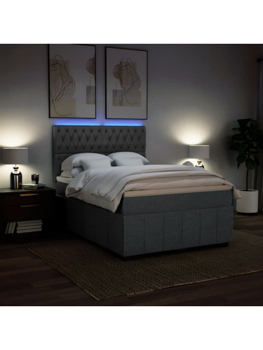 Box spring postel s matrací tmavě šedý 140 x 190 cm textil