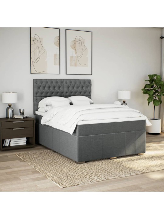 Box spring postel s matrací tmavě šedý 140 x 190 cm textil