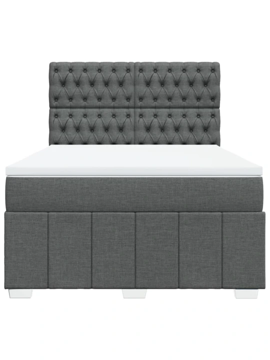 Box spring postel s matrací tmavě šedý 140 x 190 cm textil