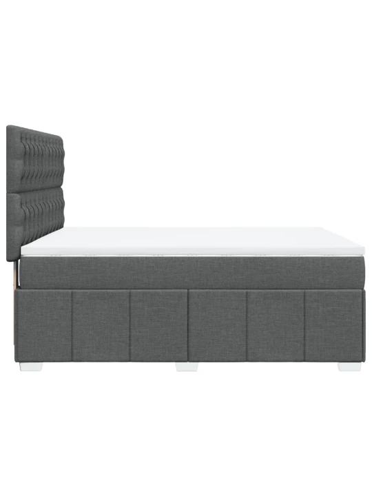 Box spring postel s matrací tmavě šedý 140 x 190 cm textil