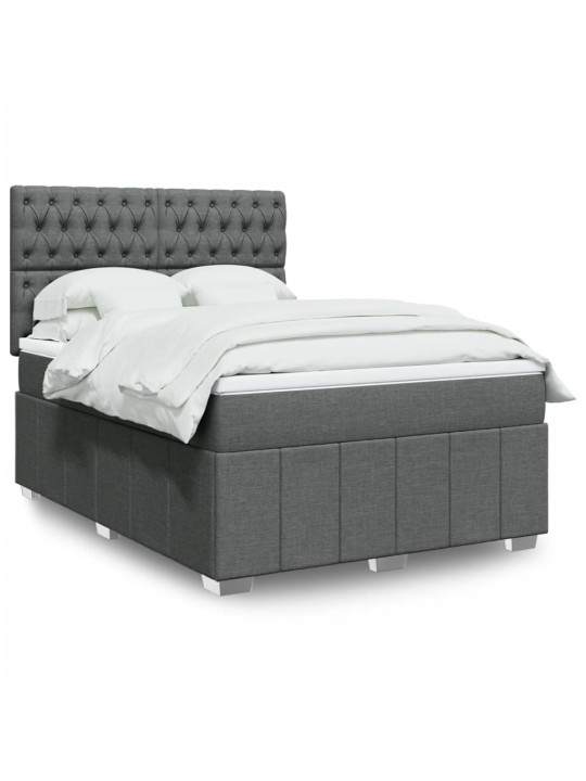 Box spring postel s matrací tmavě šedý 140 x 190 cm textil