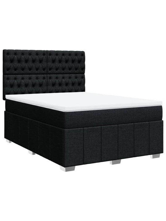 Box spring postel s matrací černá 140 x 190 cm textil