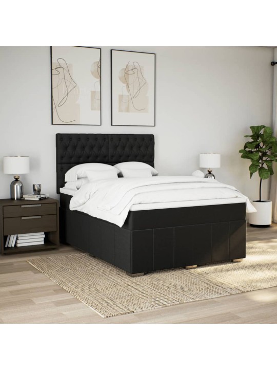 Box spring postel s matrací černá 140 x 190 cm textil