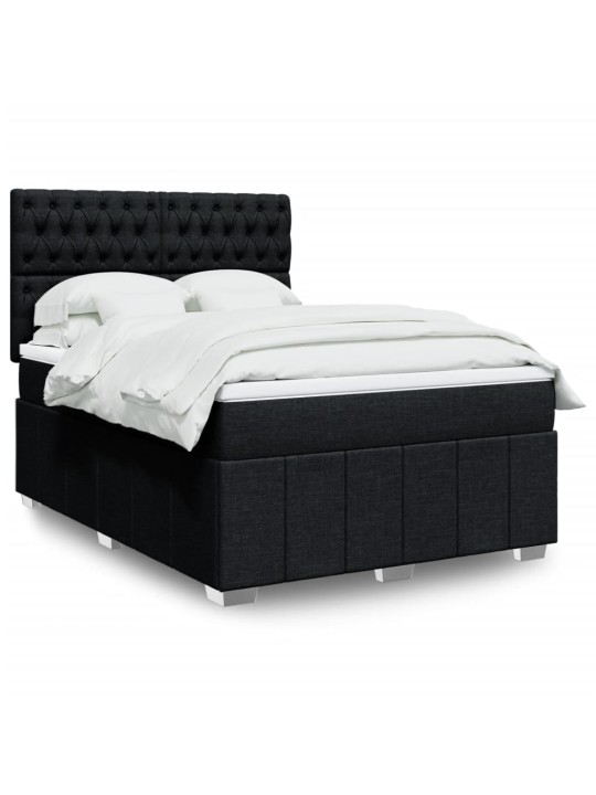 Box spring postel s matrací černá 140 x 190 cm textil