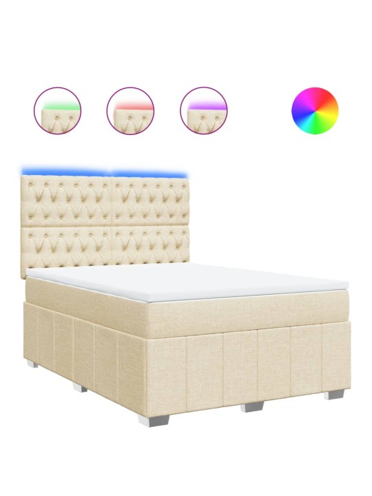 Box spring postel s matrací krémová 140x190 cm textil