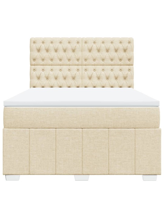 Box spring postel s matrací krémová 140x190 cm textil