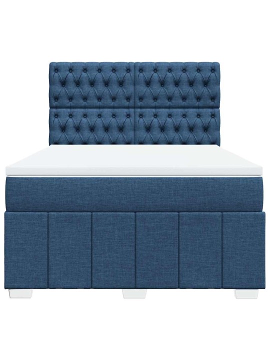 Box spring postel s matrací modrá 140x190 cm textil