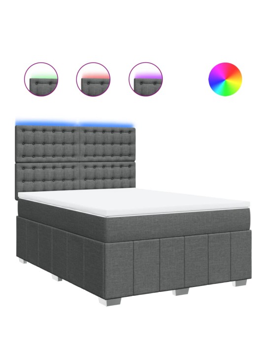 Box spring postel s matrací tmavě šedý 140 x 190 cm textil