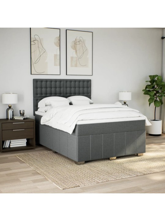 Box spring postel s matrací tmavě šedý 140 x 190 cm textil