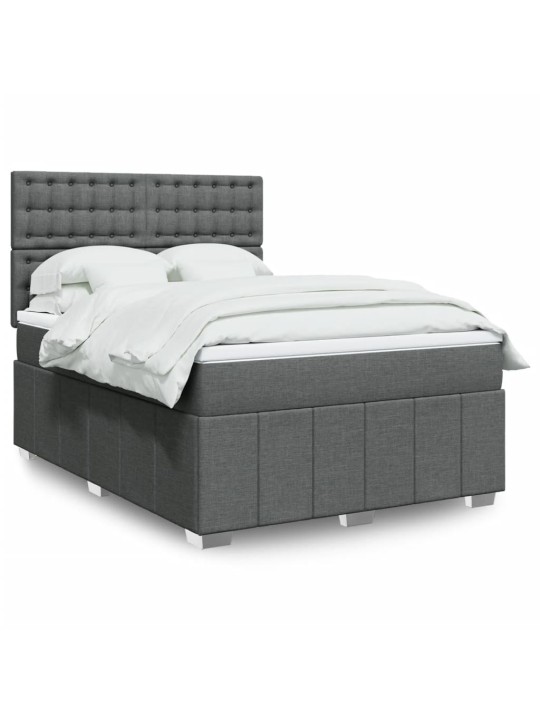 Box spring postel s matrací tmavě šedý 140 x 190 cm textil