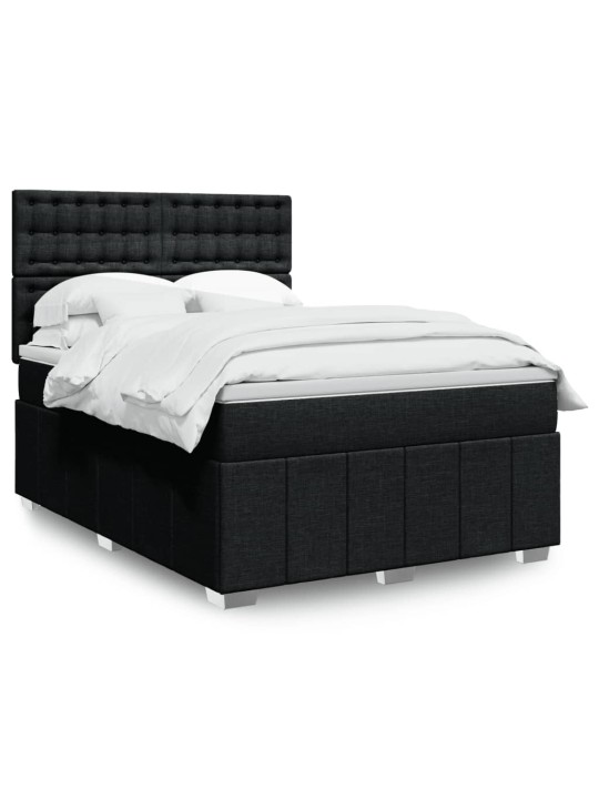 Box spring postel s matrací černá 140 x 190 cm textil