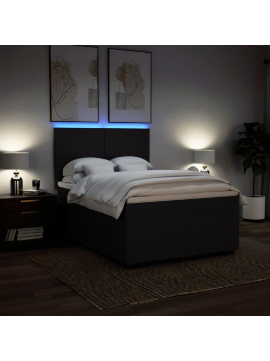 Box spring postel s matrací černá 140x200 cm textil