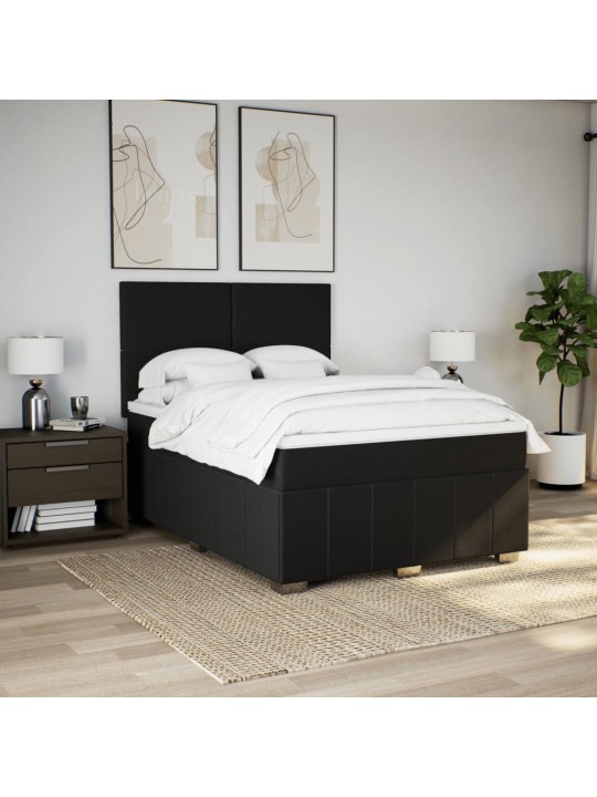 Box spring postel s matrací černá 140x200 cm textil
