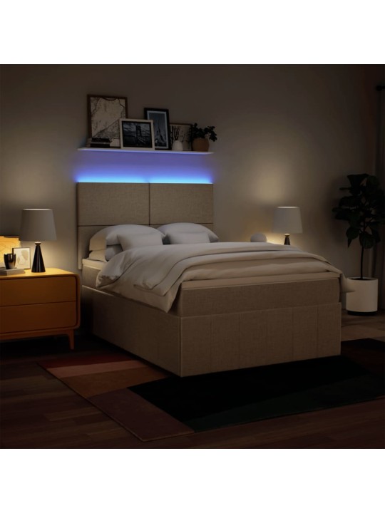 Box spring postel s matrací krémová 140x200 cm textil