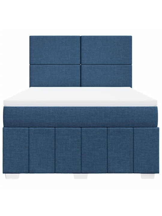 Box spring postel s matrací modrá 140x200 cm textil