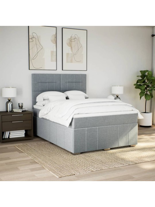 Box spring postel s matrací světle šedá 140 x 200 cm textil