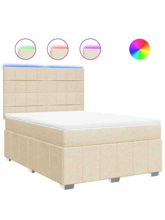 Box spring postel s matrací krémová 140x200 cm textil