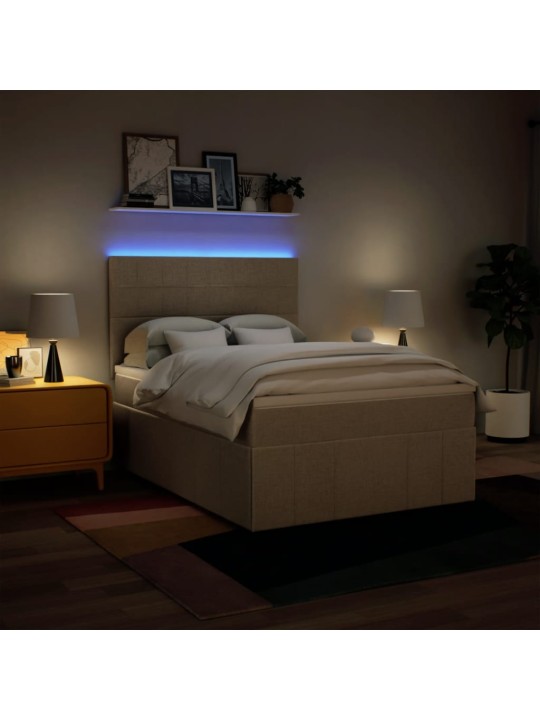 Box spring postel s matrací krémová 140x200 cm textil