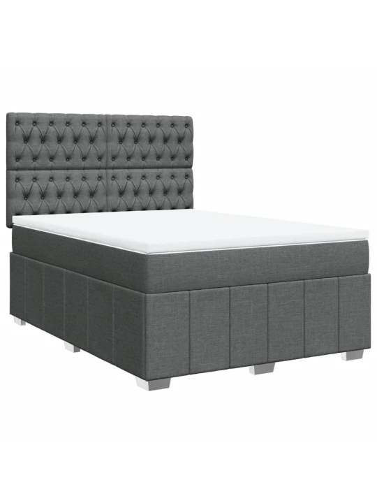 Box spring postel s matrací tmavě šedá 140x200 cm textil