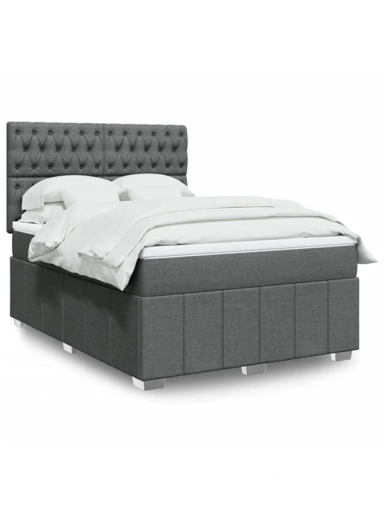 Box spring postel s matrací tmavě šedá 140x200 cm textil