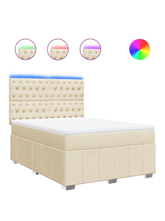 Box spring postel s matrací krémová 140x200 cm textil