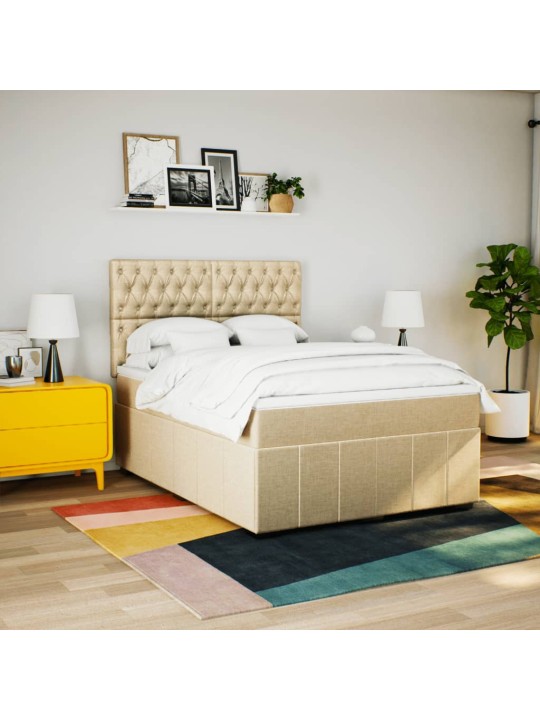 Box spring postel s matrací krémová 140x200 cm textil