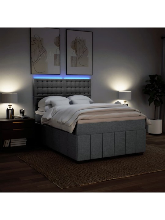 Box spring postel s matrací světle šedá 140 x 200 cm textil