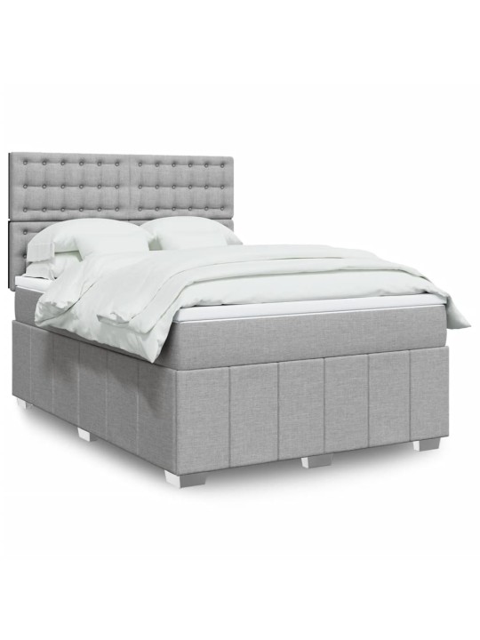 Box spring postel s matrací světle šedá 140 x 200 cm textil